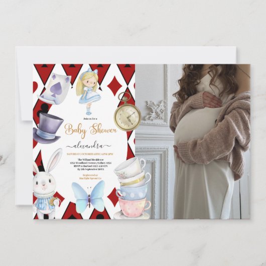 Foto Fairy Alice in Wonderland Baby shower Kaart (Voorkant)