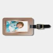 Foto Faux Roos Goud Monogrammed Bagagelabel (Voorkant horizontaal)
