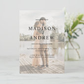 Foto: Faux Vellum Effect Elegant Wedding Kaart (Staand voorkant)