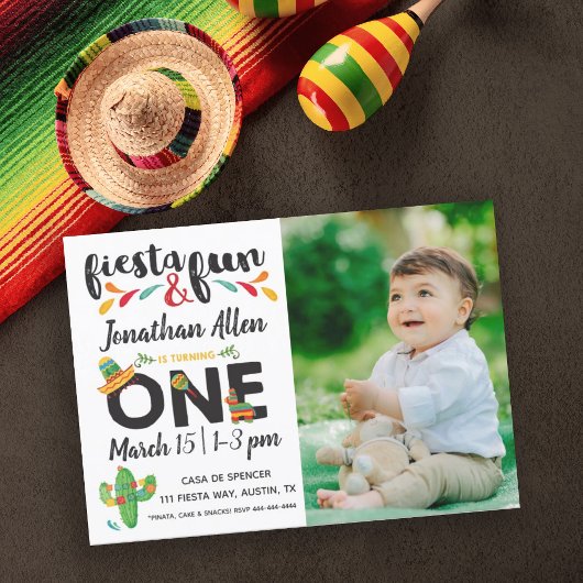 Foto: Fiesta First Birthday Invitation Kaart