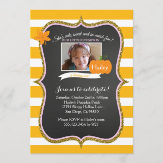 Foto: First Pumpkin Birthday Party Invitation Kaart