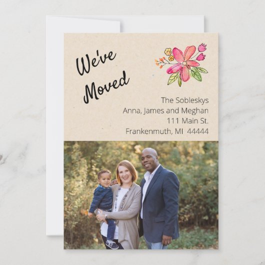 Foto Floral we hebben verplaatst Kaart (Voorkant)