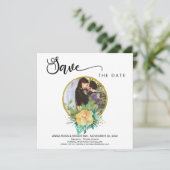 *~* FOTO Floral Wreath Boho Wedding Save the Date (Staand voorkant)