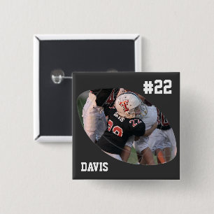 Foto Football - Zwart - Gepersonaliseerd Vierkante Button 5,1 Cm