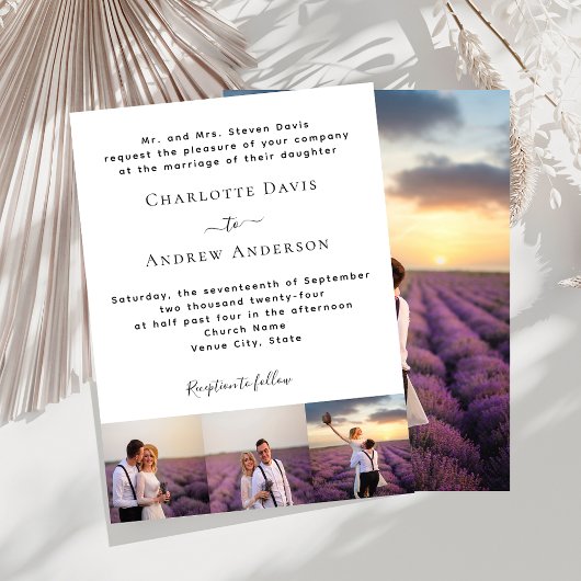 Foto formele eenvoudige luxe bruiloft kaart