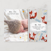Foto Fox Woodland Birth Record Stats Briefkaart (Achterkant)