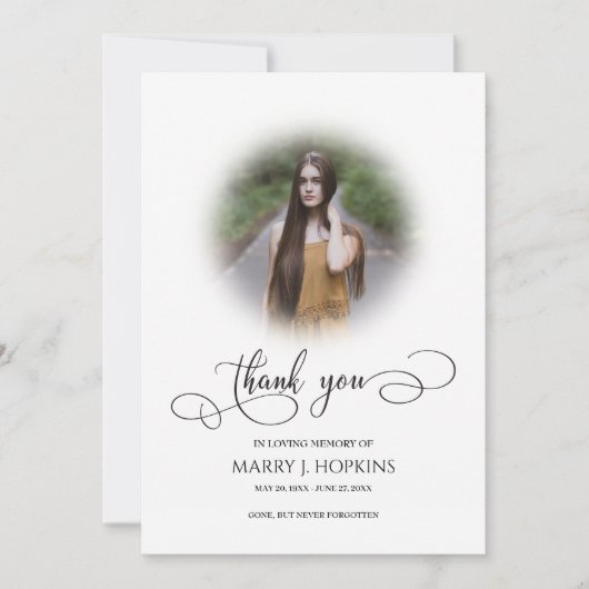 Foto Funeral Calligraphy Script Dankuwel kaarten (Voorkant)