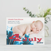 Foto geboorteaankondiging 4 juli aankondiging (Staand voorkant)
