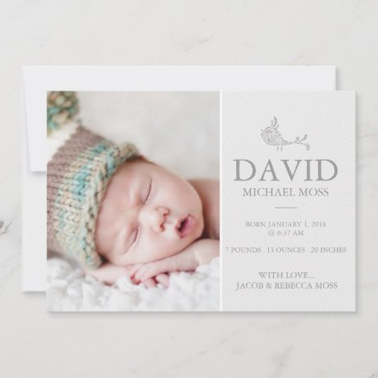 Foto geboorteaankondiging | Bird Announcer Aankondiging (Voorkant)