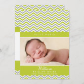 FOTO GEBOORTEAANKONDIGING zoete chevron lime groen Aankondiging (Voorkant / Achterkant)
