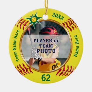 Foto Gepersonaliseerde Softball Gift Ideeën voor Keramisch Ornament