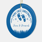 Foto Gepersonaliseerde Twin Boys Eerste Kerstdag Keramisch Ornament (Links)