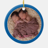 Foto Gepersonaliseerde Twin Boys Eerste Kerstdag Keramisch Ornament (Achterkant)