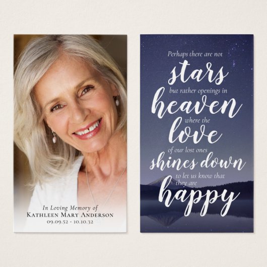 Foto Gezegde Memorial Prayer Kaart (Voorkant /achterkant)