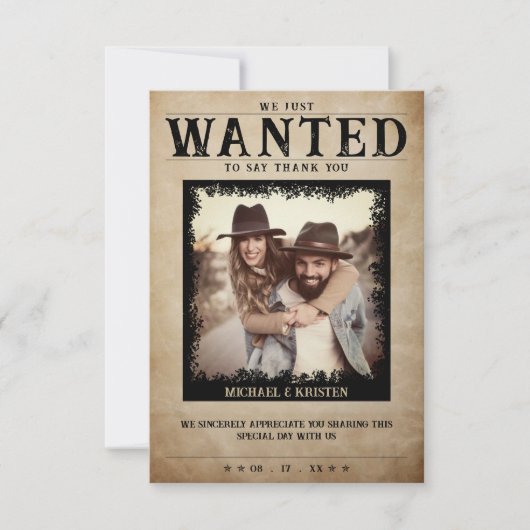  foto Gezocht Poster bruiloft Bedankkaart (Voorkant)