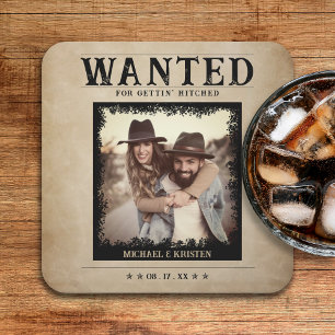  foto Gezocht Poster bruiloft Vierkante Kartonnen Onderzetter