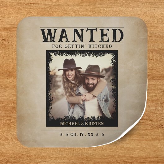  foto Gezocht Poster bruiloft Vierkante Sticker