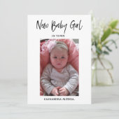Foto Girl Birth Announcement Kaart (Staand voorkant)