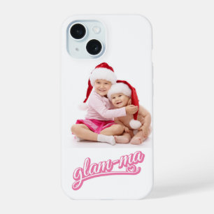 Foto Glamma roze/wit op wit iPhone 15 Hoesje