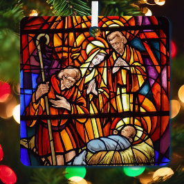 Foto Glas in lood Geboorte Afbeelding Baby Jesus Metalen Ornament