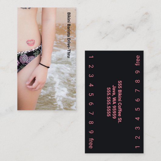 Foto Glimlach Bikini Coffee Drive-Thru Loyalty Kaa (Voorkant / Achterkant)