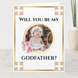 Foto: godfather gold cross floral bouquet chic kaart