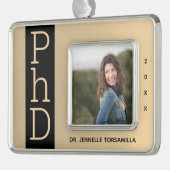 Foto Gold Black PhD Afstuderen kerstversiering Verzilverd Kader Ornament (Links)