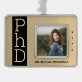 Foto Gold Black PhD Afstuderen kerstversiering Verzilverd Kader Ornament (Voorkant)