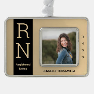 Foto Gold Black RN Nurse Verzilverd Kader Ornament