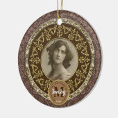 Foto Gold Classic Damask Herdenking Chocolade Keramisch Ornament (Links)