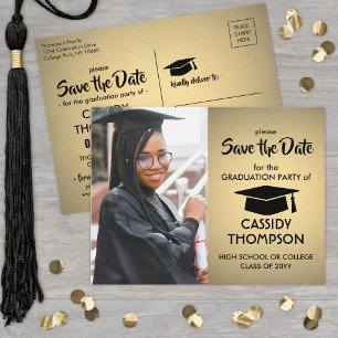 Foto Gold Faux Folie Afstuderen Sla datum op Briefkaart