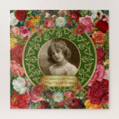 Foto: Gold Prachtige Rozen Herdenking Dark Green Legpuzzel (Verticaal)