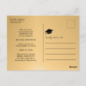 Foto Goud Afstuderen Navy Blue ballon Aankondiging Briefkaart (Achterkant)