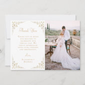Foto Goud Botanisch Script Wedding Bedankkaart (Voorkant)