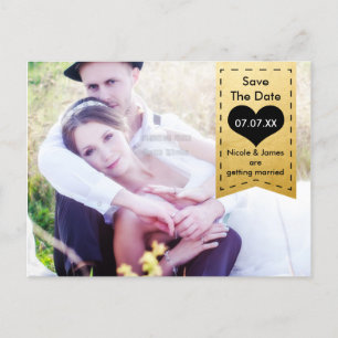 FOTO Goud Folie & Zwart SAVE THE DATE Ansichtkaart Aankondigingskaart