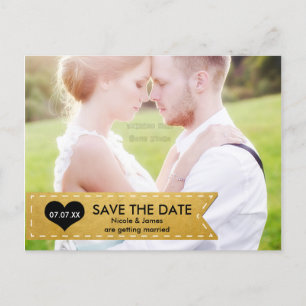 FOTO Gouden Folie Chic Banner SAVE THE DATE Briefk Aankondigingskaart