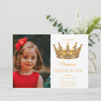 Foto Gouden Prinsessen Kroon Sprookje Verjaardag Kaart