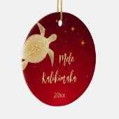 FOTO Gouden Schildpad | Hawaiian Christmas Keramisch Ornament (Rechts)