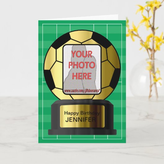  foto GOUDEN voetbal verjaardagskaarten Kaart (Gele Bloem)