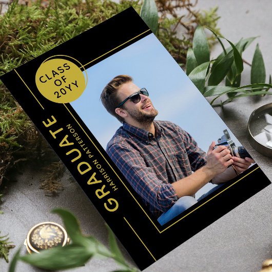 Foto Graduation Party Modern Script Black Gold