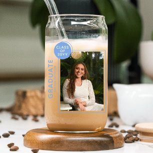 Foto Graduation Party Modern Script Blue Blikvorm Glas