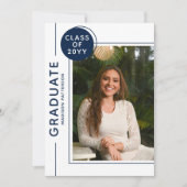 Foto Graduation Party Modern Script Blue White (Voorkant)