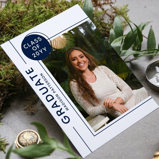 Foto Graduation Party Modern Script Blue White