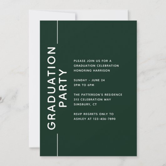 Foto Graduation Party Modern Script Green White (Achterkant)