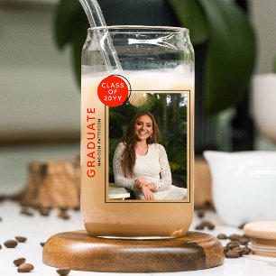 Foto Graduation Party Modern Script Rood Zwart Blikvorm Glas