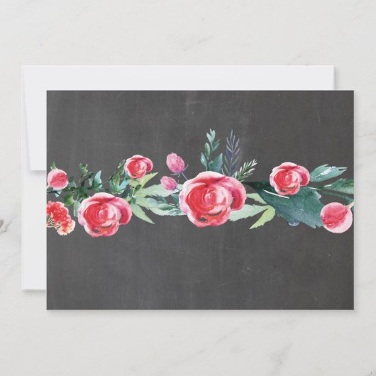 Foto Graduation Party Rozen Red Floral Chalk Kaart (Achterkant)