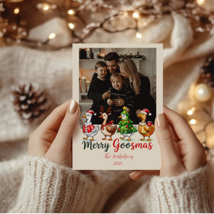 Foto Grappig Prettig Gansmas Kerstmis Feestdagenkaart