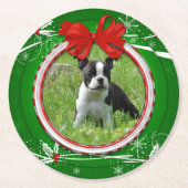 Foto Green Red Holly Berries Onderzetter lintpapie (Voorkant)