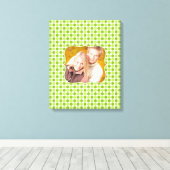Foto Groen Polka [16x20] inch Canvas Print (Insitu (Houten vloer))