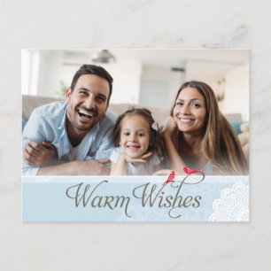 FOTO GROET BRIEFKAART warme wensen blauw